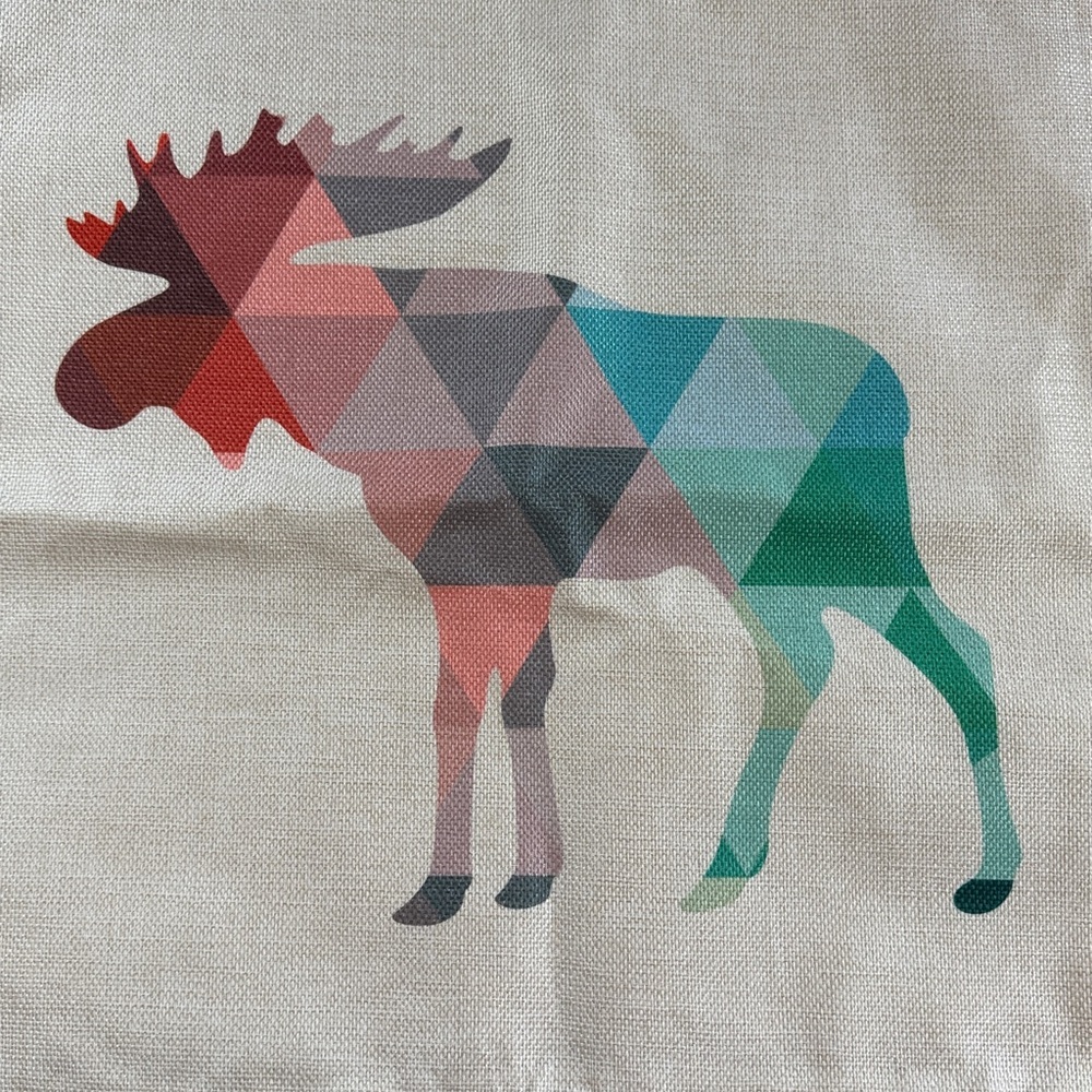 NWOT 3 Pillow Covers Geometric Mountain, Deer, Moose - Picture 2 of 9
